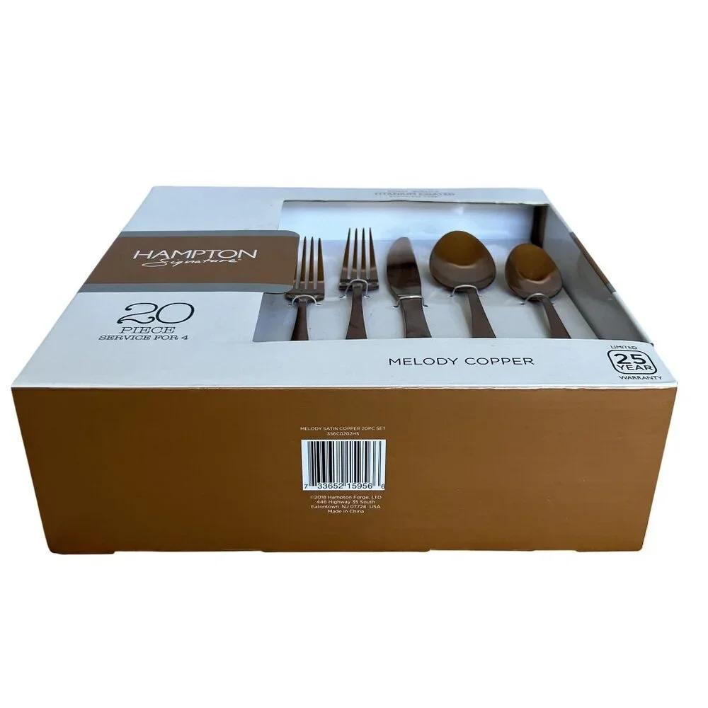 Hampton Signature NEW Service 4 Melody Copper Flatware Titanium Stainless Steel